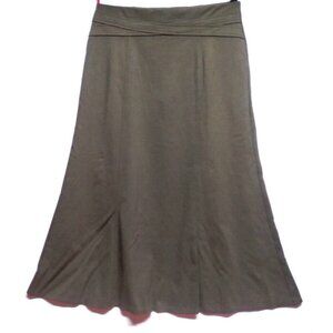 Maxi Skirt Stretch Pull On Olive Green New York Clothing Co Sz M thick flare EUC